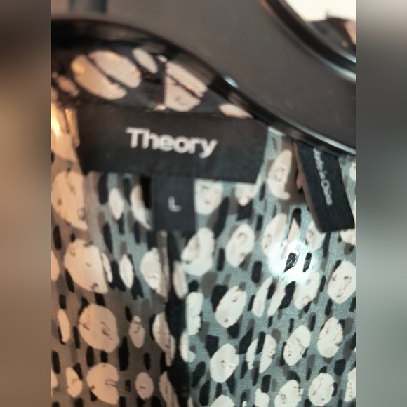 Theory Mesh Polka Dot Assimmetrical Midi Dress Sz L See Through With The Flow - Picture 5 of 16